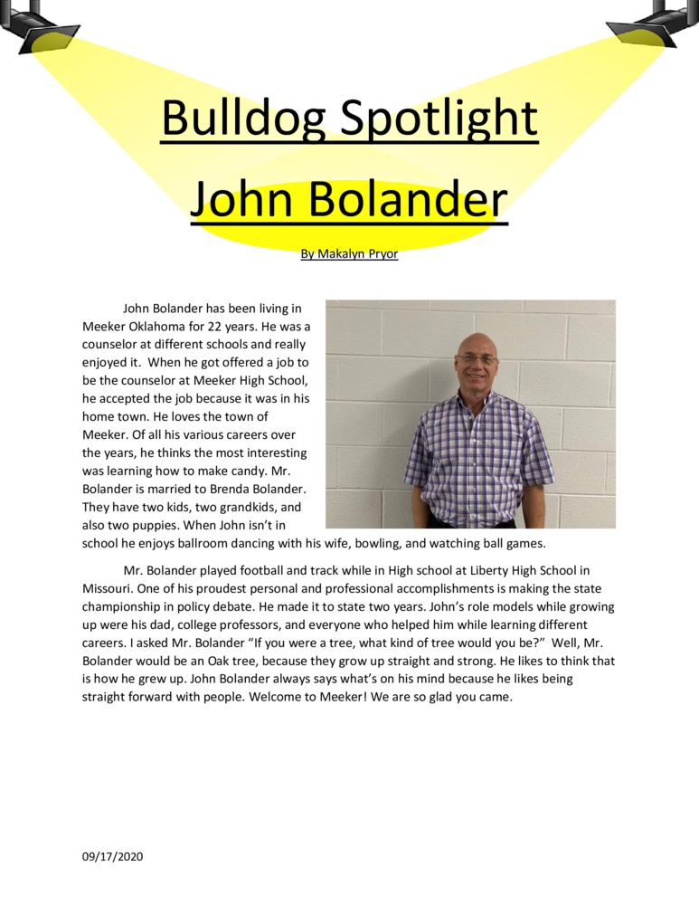 Bulldog Spotlight Mr. Bolander