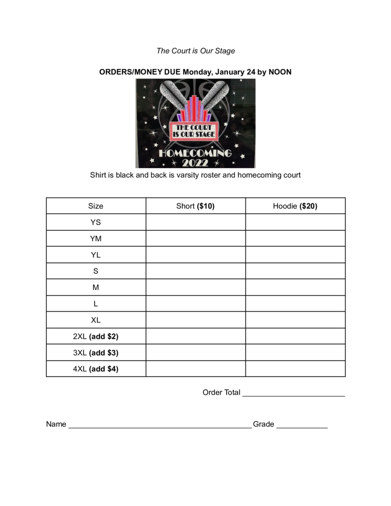 Homecoming Order Form